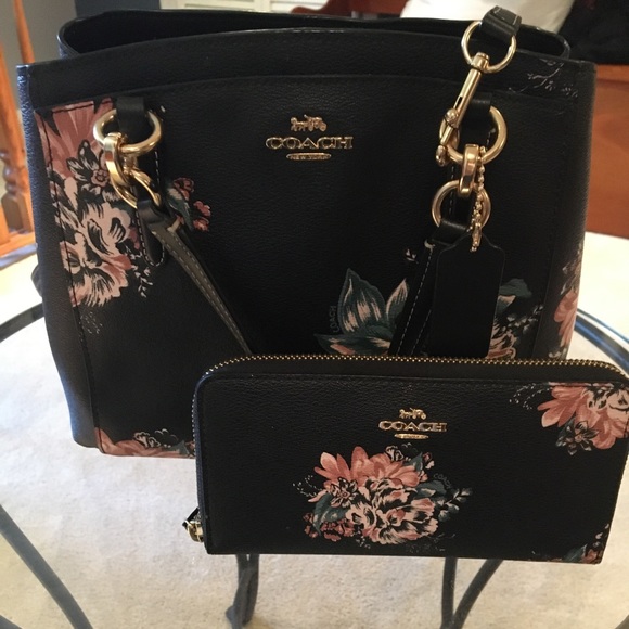 Coach Handbags - Coach Floral Carryall & Matching Large Zip Wallet